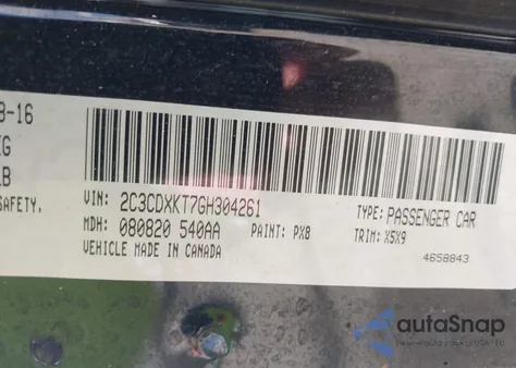 2016 Dodge Charger Police из США, поврежденный, VIN 2C3CDXKT7GH304261